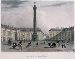 ヴァンドーム広場、1832年（カラー彫刻） 作： Bernhard Schmidt